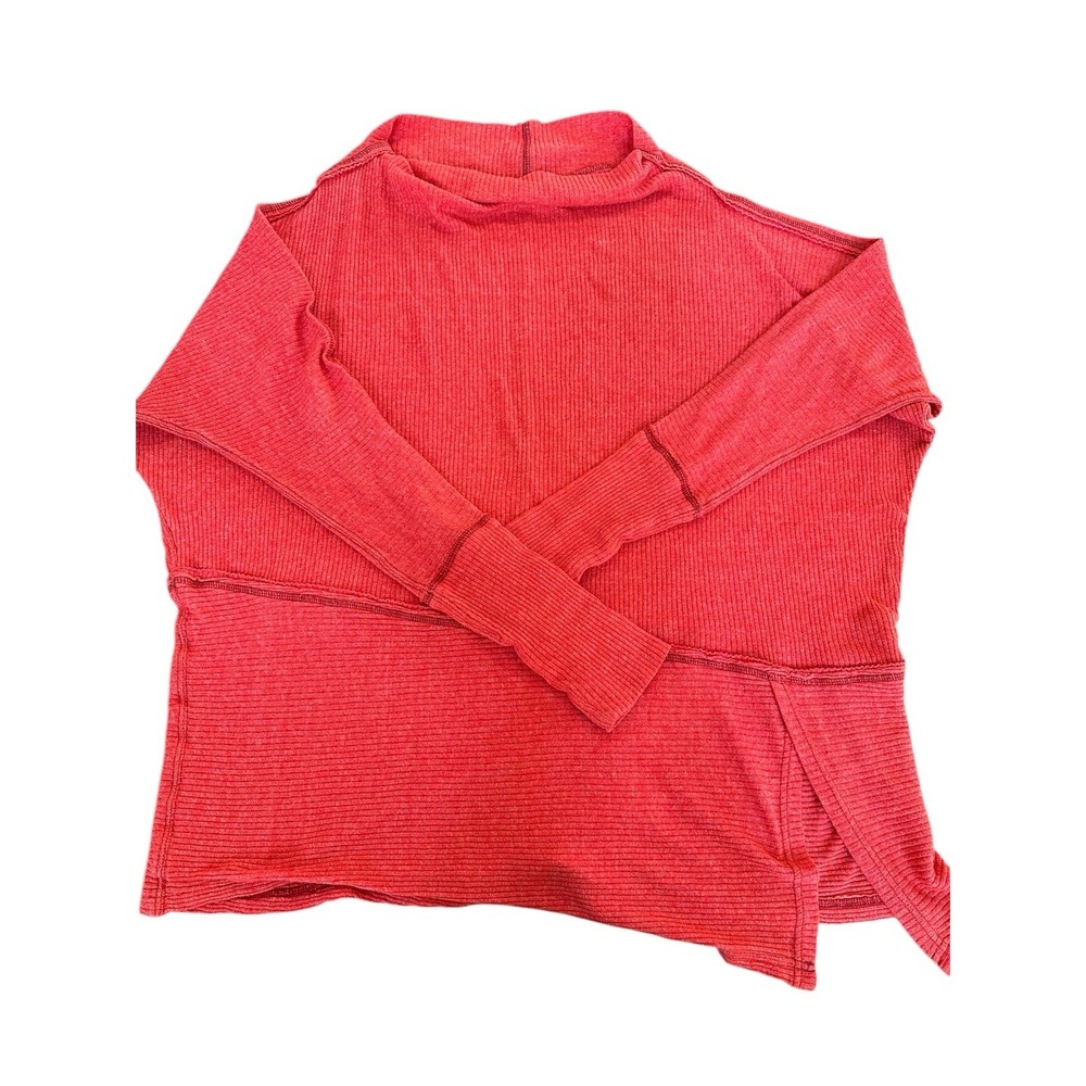 We The Free M Long Sleeve Mock Neck Oversize Tunic T-Shirt Garment Dyed Coral